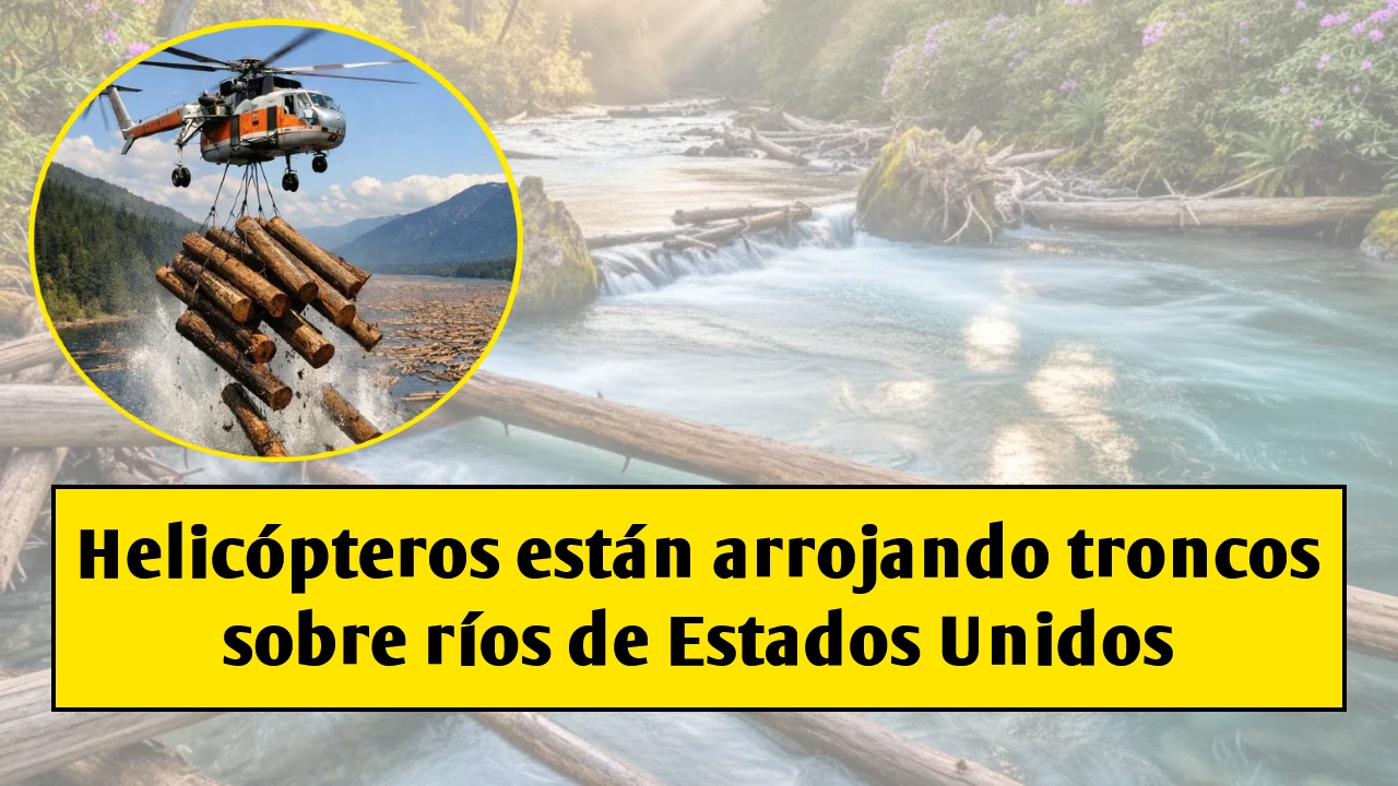 Helicópteros están arrojando troncos sobre ríos de Estados Unidos